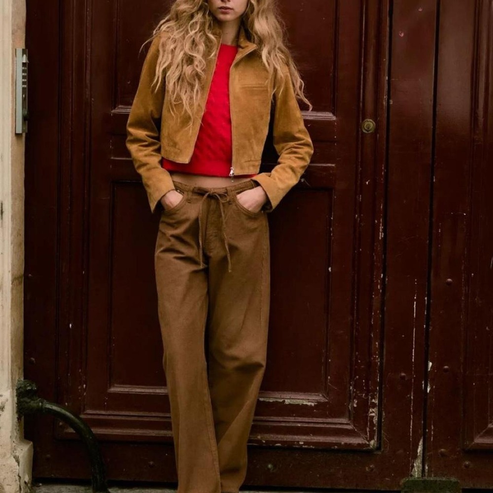 Zara Corduroy Brown Wide Legged Pant
